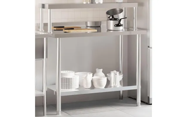 Køkkenbord Med Tophylde 110 × 55 × 120 Cm - Rustfrit Stål