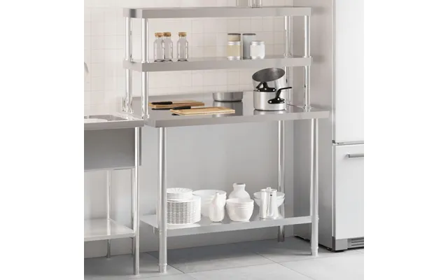 Køkkenbord Med Tophylde 110×55×150 Cm - Rustfrit Stål