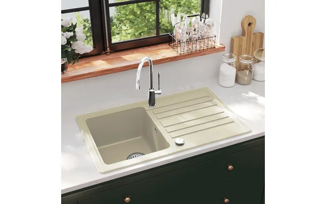 Køkkenvask I Granit - Enkeltvask Med Afdrypningsfelt, Beige