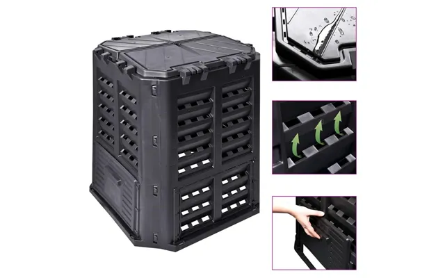 Kompostbeholder 360 L - Sort, 68,9 × 68,9 × 83,9 Cm