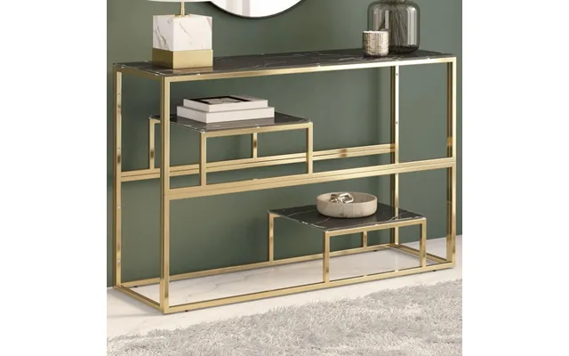 Konsolbord I Rustfrit Stål Og Hærdet Glas - Guldfarvet, 110 × 35 × 70 Cm