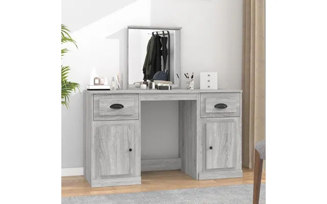 Makeupbord Med Spejl - 130 × 50 × 132,5 Cm, Grå Sonoma-eg