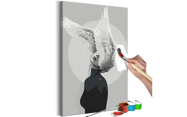Mal Efter Tal Billede Kvinde Med Vinger 40 X 50 Cm