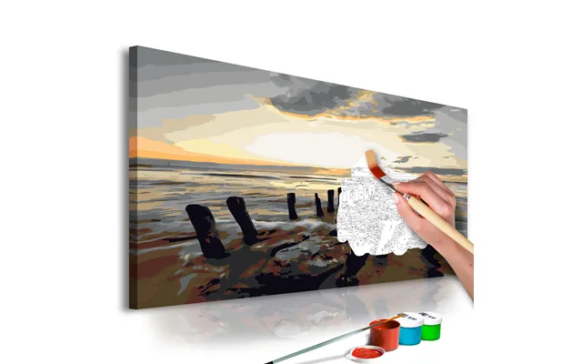 Mal Efter Tal Billede Strand Ved Solopgang 50 X 40 Cm