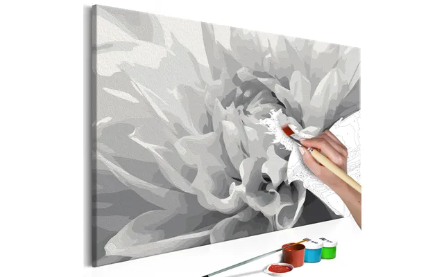 Mal Selv Billede Sort-hvid Blomst 50 X 40 Cm