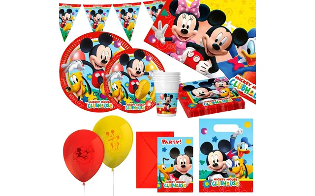 Mickey Mouse - Festpakke 66 Dele Til Børnefødselsdag