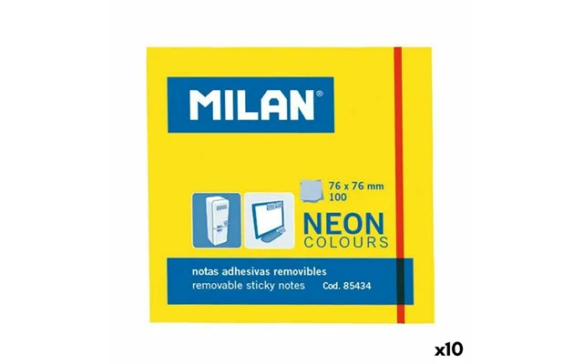 Milan Klæbende Huskesedler - Gul, 76 × 76 Mm 10 Pak