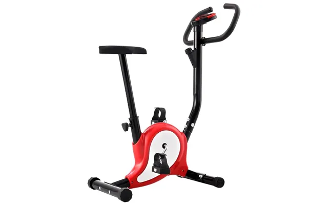 Motionscykel Med Bæltemodstand - Rød Hvid, Lcd Og Justerbar Saddel