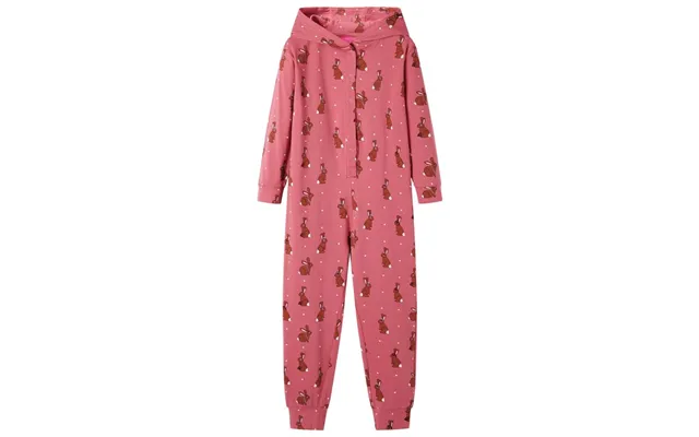 Onesie Med Hætte Til Børn - Str. 92, Gammelrosa Med Kaniner