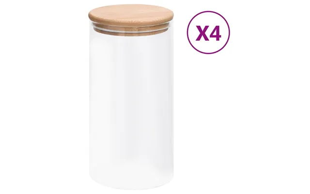 Opbevaringsglas Med Bambuslåg - 4 Stk. 1.200 Ml