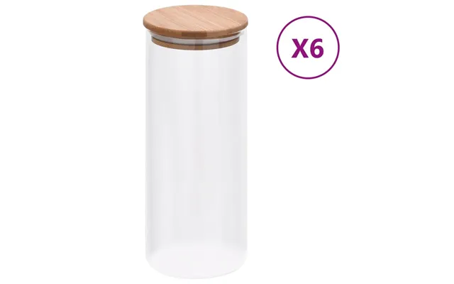 Opbevaringsglas Med Bambuslåg - 6 Stk. 1000 Ml