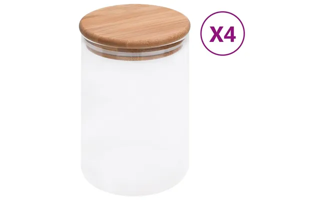 Opbevaringsglas Med Bambuslåg - Sæt Á 4 X 800 Ml