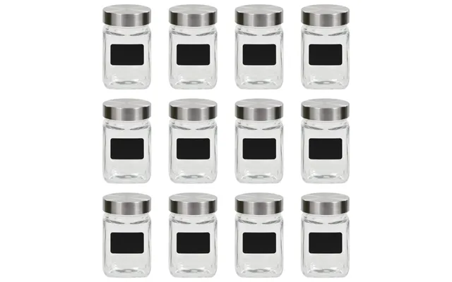 Opbevaringsglas Med Etiket - 12 Stk. 300 Ml, Sølvfarvet Låg