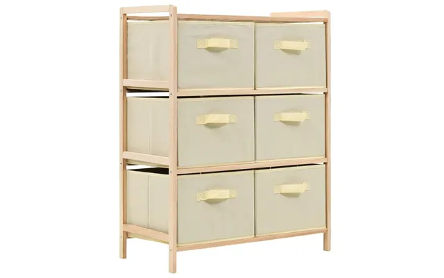 Opbevaringsstativ I Cedertræ Med 6 Stofkurve - Beige