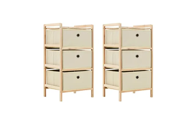 Opbevaringsstativer I Træ Med 3 Stofkurve - 2 Stk., Beige
