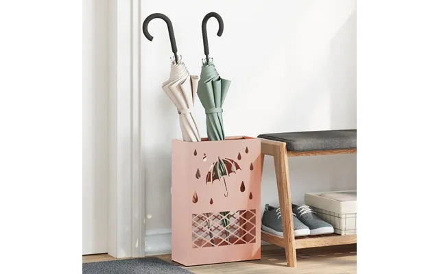 Paraplystativ I Stål - Lyserød, 28 × 12 × 41 Cm