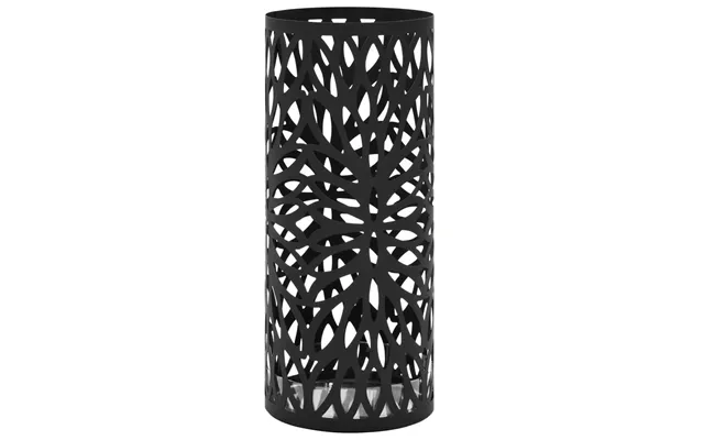 Paraplystativ I Stål Med Bladmønster - Sort, Ø20 × 48,5 Cm