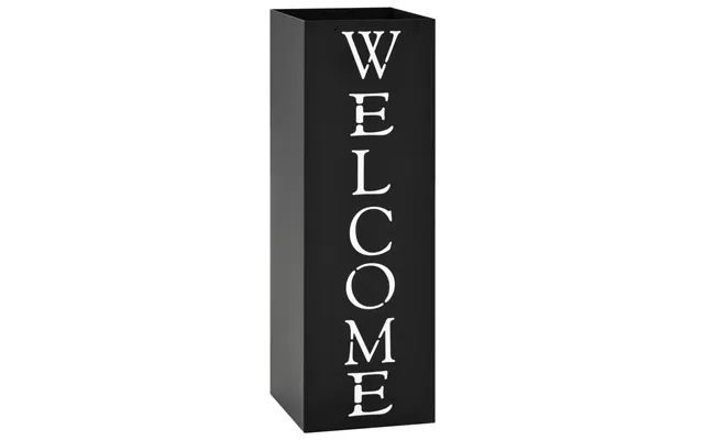 Paraplystativ I Stål - Sort Med Welcome , 15,5 × 15,5 × 48,5 Cm