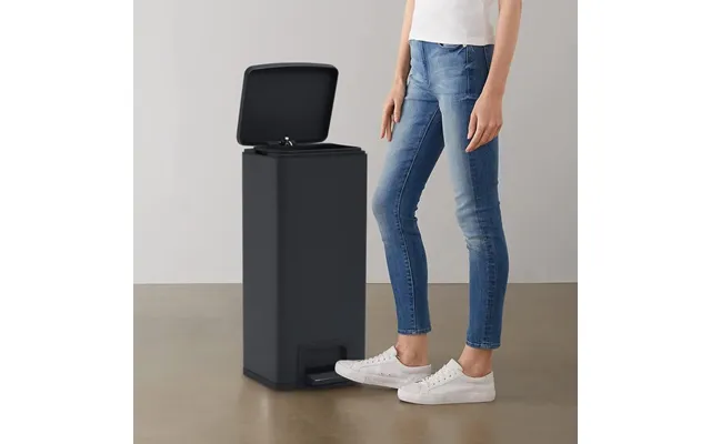 Pedalspand 30 L - Rustfrit Stål, Sort, Fingeraftryksafvisende