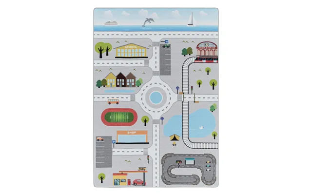 Play Spielstraße Børnetæppe Løber 80 X 120 Cm - Grå