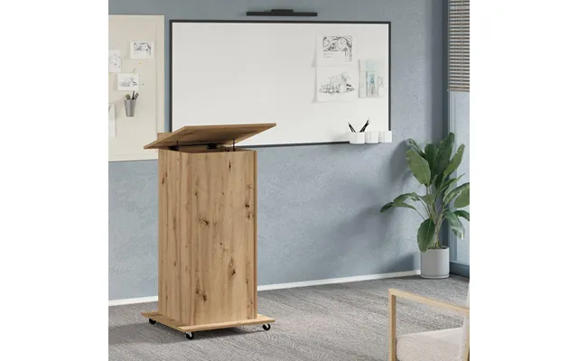 Podium Med Hjul - Artisan Egetræ, 55 × 55 × 107 Cm, Konstrueret Træ