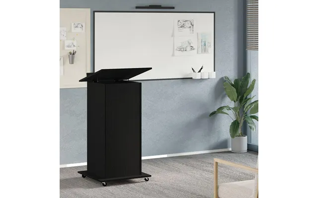 Podium Med Skuffe - Sort Eg, 55 × 55 × 107 Cm, Konstrueret Træ