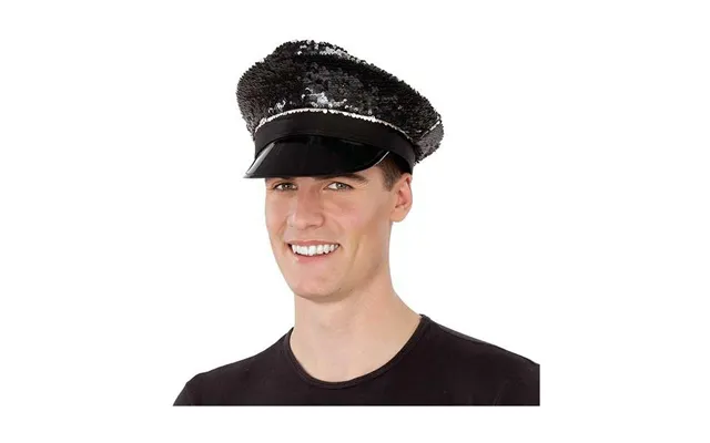 Politihat Med Palietter - Voksen, One Size 58 Cm