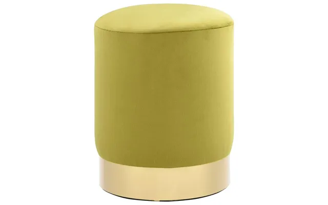Puf I Fløjl 28 × 36 Cm - Grøn Med Guldfarvet Fod