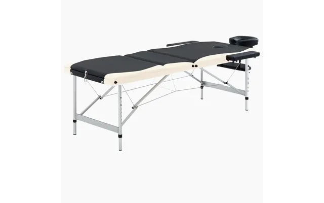 Sammenfoldeligt Massagebord I Aluminium - 3 Zoner, Sort Beige