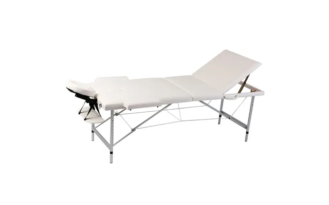 Sammenfoldeligt Massagebord I Creme - 3 Zoner, Aluminiumsstel