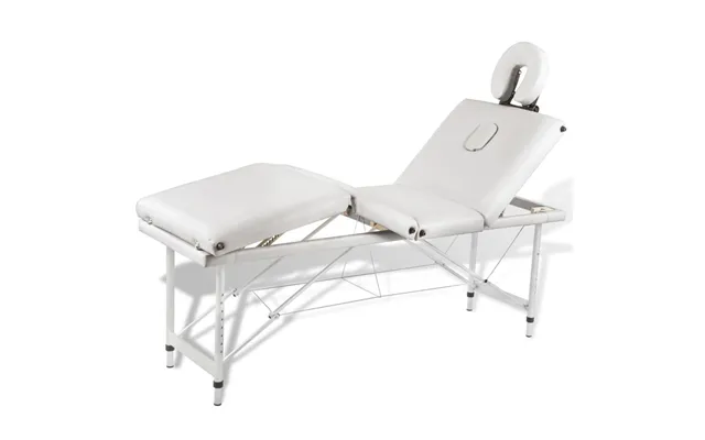 Sammenfoldeligt Massagebord I Creme - 4 Zoner, Aluminiumsstel
