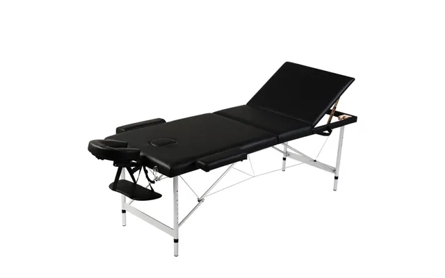 Sammenfoldeligt Massagebord I Sort - 3 Zoner Med Aluminiumsramme