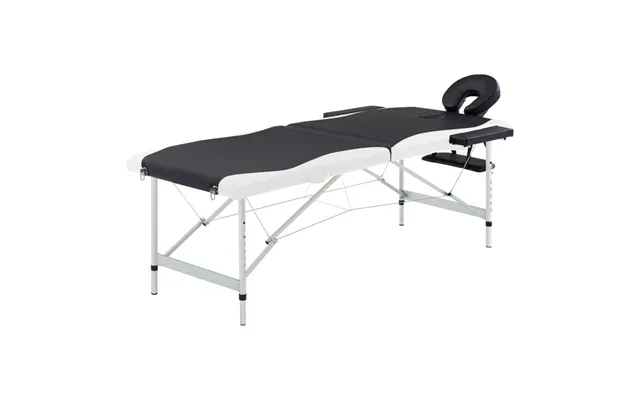 Sammenfoldeligt Massagebord Med Aluminiumsstel - 2 Zoner, Sort Hvid