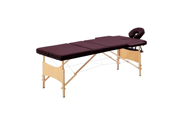 Sammenfoldeligt Massagebord Med Træstel - 3 Zoner, Lilla