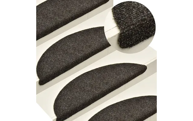 Selvklæbende Trappemåtter - 10 Stk., 65 × 21 × 4 Cm, Antracit, Halvrunde