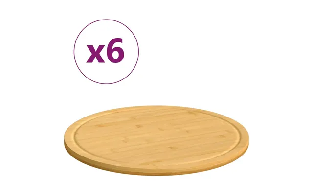 Skærebræt Rund 6 Stk. Ø40 × 1,5 Cm - Bambus Med Saftrille
