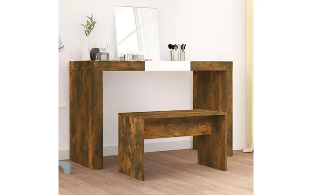 Skammel Til Makeupbord 70×35×45 Cm - Konstrueret Træ, Røget Egetræ
