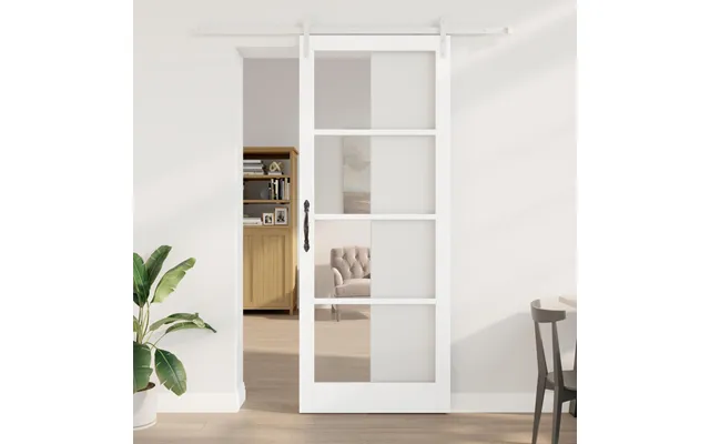 Skydedør Orkdal - Hvid 93 × 232 Cm I Massivt Fyrretræ Og Glas