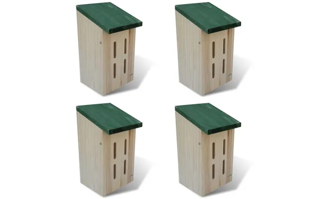 Sommerfuglehus I Massivt Træ 14×15×22 Cm - Sæt Med 4