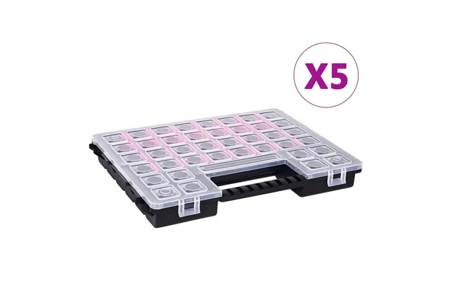 Sortimentskasser Med Skillevægge - 5 Stk., 38,5 × 28,3 × 5 Cm, Plastik