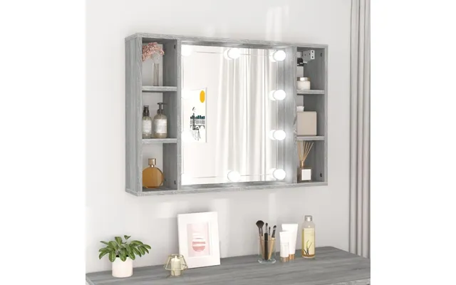 Spejlskab Med Led-lys 76×15×55 Cm - Grå Sonoma-eg