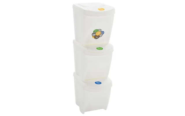 Stabelbare Affaldsspande - 3 Stk. 75 L, Polypropylen, Hvid
