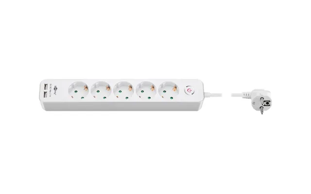 Stikdåse Goobay 5-stik Med 2 Usb - Hvid, 1,5 M