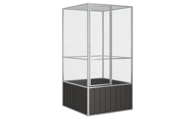 Stort Fuglebur Voliere 111×107×211,5 Cm - Galvaniseret Stål, Antracitgrå