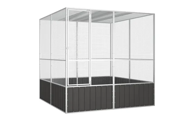 Stort Fuglebur Voliere 213,5×217,5×211,5 Cm - Galvaniseret Stål, Antracitgrå