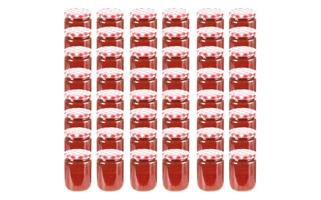 Syltetøjsglas 48 Stk. - 230 Ml Med Røde Hvide Låg