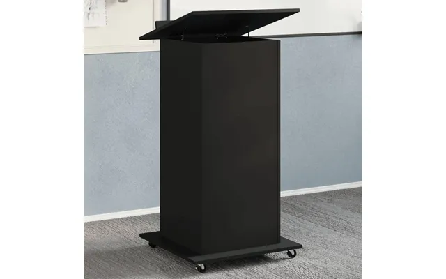 Talerstol Med Hjul Og Skuffe 55x55x107 Cm Konstrueret Træ Sort