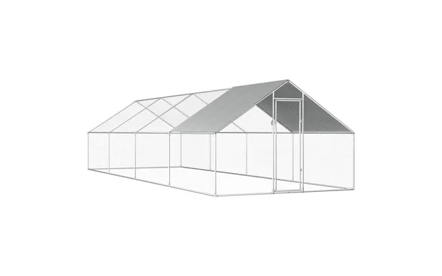 Udendørs Hønsebur 2,75 × 8 × 1,92 M - Galvaniseret Stål Med Pe-tag