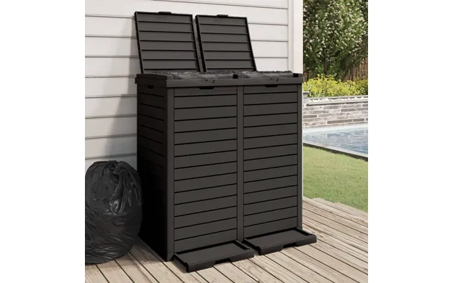 Udendørs Skraldespand Med Dobbelt Låg 230 L - Polypropylen, Sort, 78×41×86 Cm