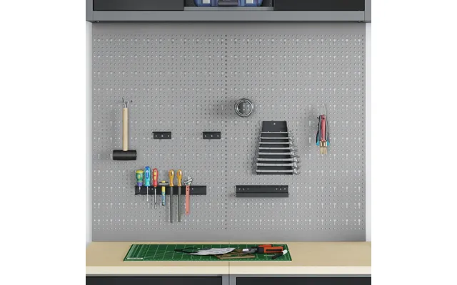 Værktøjsvægpanel 2 Stk - Grå 100 × 1 × 80 Cm I Konstrueret Træ Og Stål